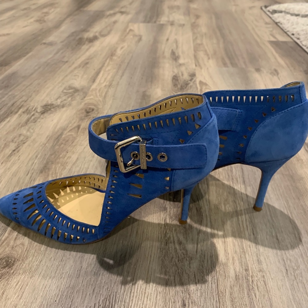 Blue suede Ivanka Trump heels